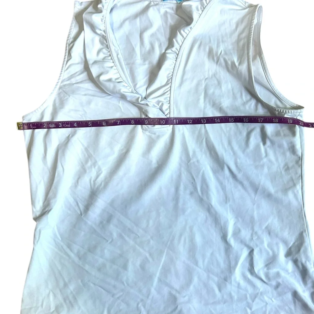 J. MCLAUGHLIN white Durham sleeveless ruffle top Catalina cloth size XL - Picture 6 of 11